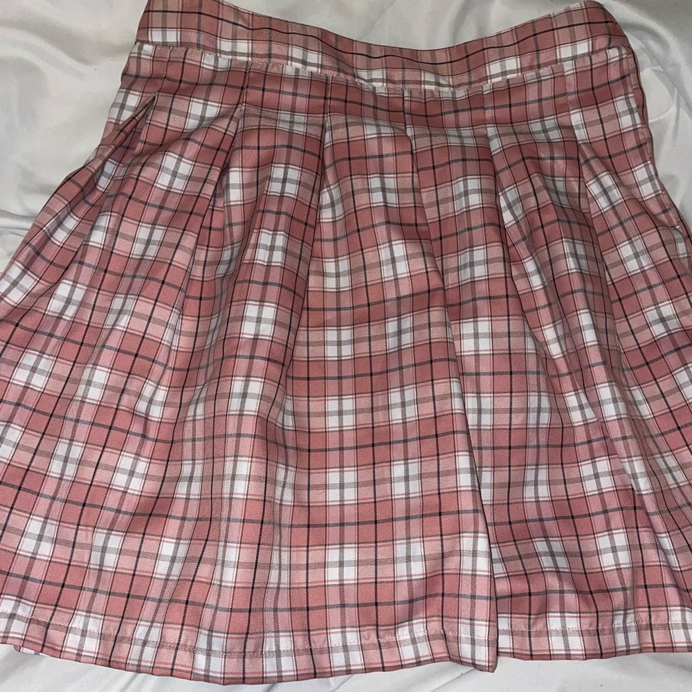 Sim & Sam Pink and White Plaid Skirt